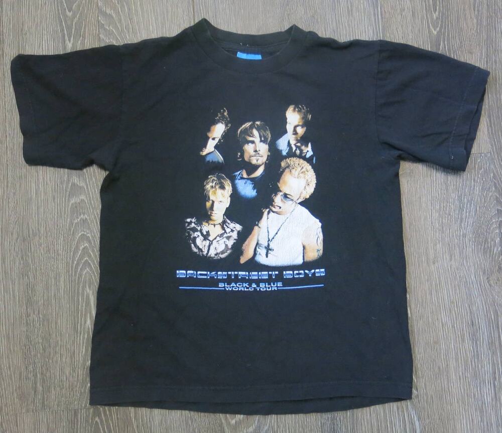 VINTAGE Y2K BACKSTREET BOYS Black Blue Tour Concert Shirt Black *see size notes
